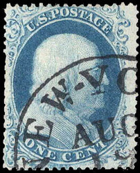 1861, 1¢ Franklin, blue, type I (Scott 18), position 23R12, New York ...