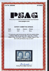 1857, 1¢ Franklin, blue, types III, IIIa (Scott 21, 22), horizontal ...