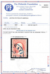 1857, 3¢ Washington, dull red, type III (Scott 26), blue Cincinnati ...