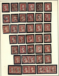 1857, 3¢ Washington, dull red, type III, a group of 40 stamps (Scott ...