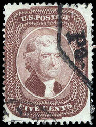 1859, 5¢ Jefferson, brown, type I (Scott 29), fresh bright color, ...