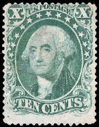1857, 10¢ Washington, green, type I (Scott 31); cancel removed and ...