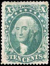 1857, 10¢ Washington, green, type II (Scott 32), regummed; lower ...