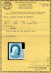 1857-60 (1875 Reprint), 1¢ Franklin, bright blue (Scott 40), radiant ...