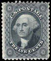 1857-60 (1875 Reprint), 12¢ Washington, greenish black (Scott 44), ...