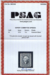 1857-60 (1875 Reprint), 12¢ Washington, greenish black (Scott 44), ...