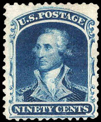 1857-60 (1875 Reprint), 90¢ Washington, deep blue (Scott 47), nicely ...