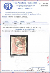 1861, 3¢ Washington, rose (Scott 65), a gorgeous example, Devil & ...