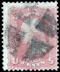 1867, 3¢ Washington, rose, C. grill (Scott 83), excellent color, ...