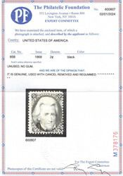 1867, 2¢ Jackson, black, Z. grill (Scott 85B), sharp impression and ...