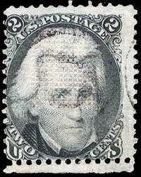 1867, 2¢ Jackson, black, Z. grill (Scott 85B), lightly canceled; a ...