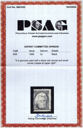 1867, 2¢ Jackson, black, Z. grill (Scott 85B), lightly canceled; a ...