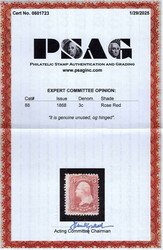 1867, 3¢ Washington, rose, E. grill (Scott 88), o.g., hinged, Very ...