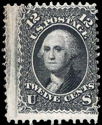 1867, 12¢ Washington, black, E. grill (Scott 90), unused without gum ...