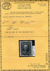 1867, 12¢ Washington, black, E. grill (Scott 90), light target, Very ...