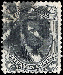 1867, 15¢ Lincoln, black, E. grill (Scott 91), neat circle-of-wedges ...