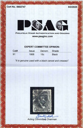 1867, 15¢ Lincoln, black, E. grill (Scott 91), neat circle-of-wedges ...