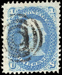 1867, 1¢ Franklin, blue, F. grill (Scott 92), target cancel, almost ...
