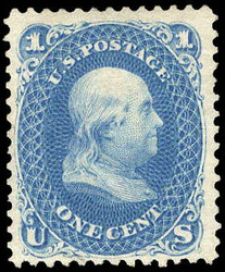 1861-66 (1875 Re-issue), 1¢ Franklin, blue (Scott 102), regummed; ...