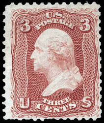 1861-66 (1875 Re-issue), 3¢ Washington, brown red (Scott 104), ...