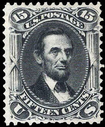 1861-66 (1875 Re-issue), 15¢ Lincoln, black (Scott 108), unused ...