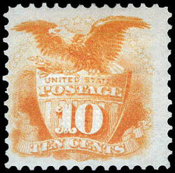 1869, 10¢ Eagle and Shield, yellow (Scott 116), vibrant color and ...
