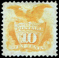 1869, 10¢ Eagle and Shield, yellow (Scott 116), unused without gum; ...