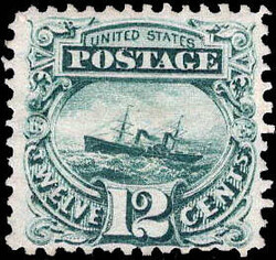 1869, 12¢ S.S. Adriatic, green (Scott 117), nice centering and color ...
