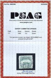 1869, 12¢ S.S. Adriatic, green (Scott 117), nice centering and color ...