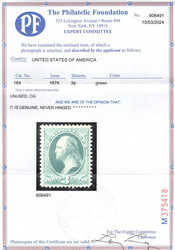 1879, 3¢ Washington, green, A.B.N.C. printing (Scott 184), o.g., ...