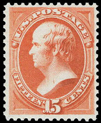 1879, 15¢ Webster, red orange, A.B.N.C. printing (Scott 189), well ...