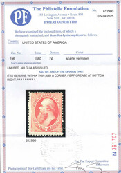 1880, 7¢ Stanton, scarlet vermilion, A.B.N.C. "Soft Paper" Special ...