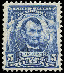 1903, 5¢ Lincoln, blue (Scott 304), a wonderfully choice gem with ...