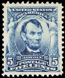 1903, 5¢ Lincoln, blue (Scott 304), o.g., never hinged, Very Fine or ...