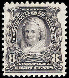 1902, 8¢ Martha Washington, violet black (Scott 306), o.g., never ...