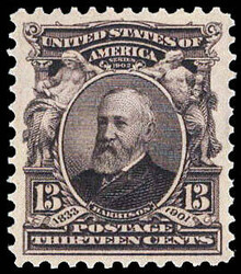 1902, 13¢ Harrison, purple black (Scott 308), a premium example with ...