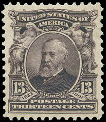 1902, 13¢ Harrison, purple black (Scott 308), o.g., never hinged, ...