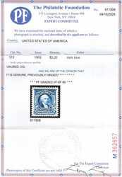 1903, $2 Madison, dark blue (Scott 312), o.g., hinged, Very Fine to ...