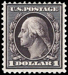 1909, $1 Washington, violet brown, D.L. watermark (Scott 342), warm ...