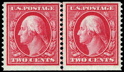 1909, 2¢ Washington, carmine, D.L. watermark, horizontal coil, perf. ...