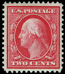 1909, 2¢ Washington, carmine, on bluish paper (Scott 358), o.g., ...