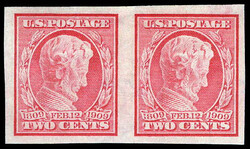 1909, 2¢ Lincoln Centenary, imperf. (Scott 368), horizontal pair, o ...