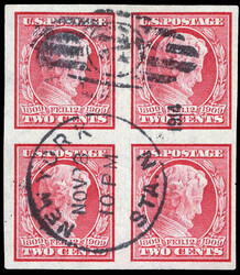 1909, 2¢ Lincoln Centenary, imperf. (Scott 368), block of 4, Very ...