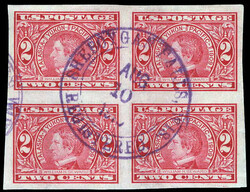 1909, 2¢ Alaska-Yukon, imperf. (Scott 371), block of 4, ...