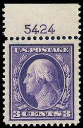 1911, 3¢ Washington, type I, deep violet, S.L. watermark (Scott 376) ...