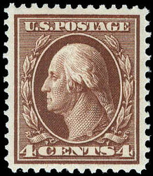 1911, 4¢ Washington, brown, S.L. watermark (Scott 377), o.g., never ...
