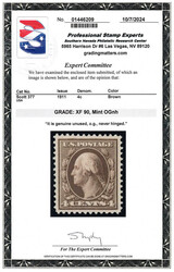 1911, 4¢ Washington, brown, S.L. watermark (Scott 377), o.g., never ...