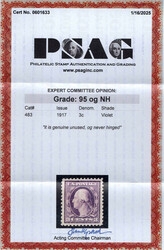 1917, 3¢ Washington, type I, light violet, perf. 11 (Scott 501), o.g ...