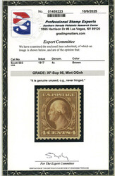 1917, 4¢ Washington, brown, perf. 11 (Scott 503), o.g., never hinged ...