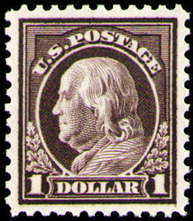 1917, $1 Franklin, violet brown, perf. 11 (Scott 518), o.g., never ...
